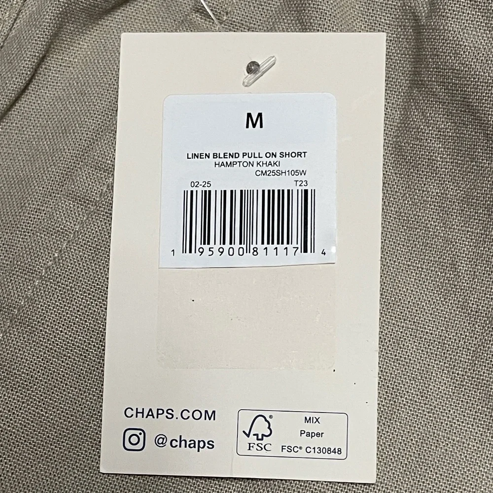 Men's Chaps 7" Khaki Pull On Shorts Adjustable Elastic Waist Size Medium NWT - Picture 7 of 10
